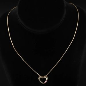 Sterling Silver & Gold ROSS SIMONS Diamond Pink Sapphire Heart Pendant Necklace